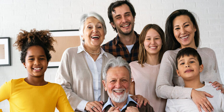 Extended happy family Generations portrait