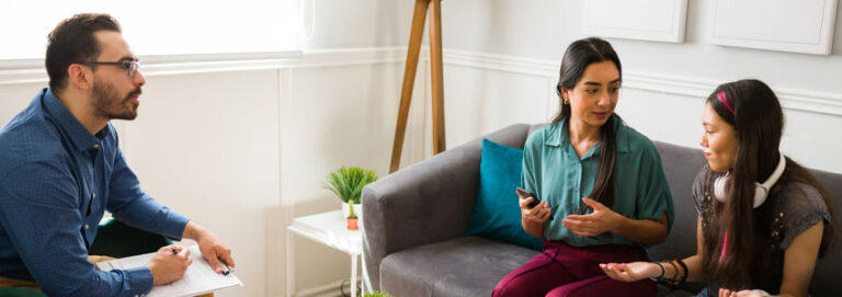 Family having a therapy session