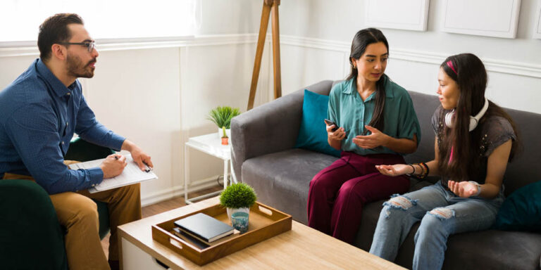 Family having a therapy session
