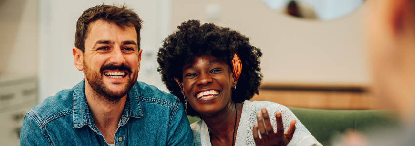 Diverse couple on a therapy session in a psychologist office