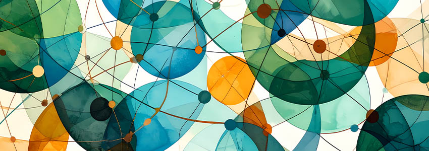 Abstract background with network of circles representing connection