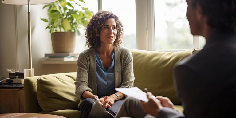 Therapist working with a patient in a consultation at the office