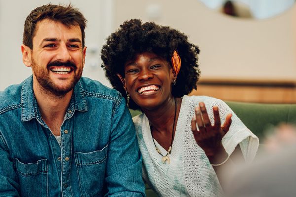 Diverse couple on a therapy session in a psychologist office