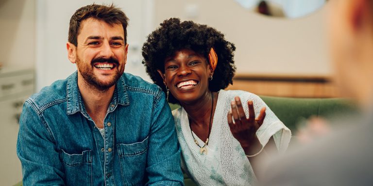 Diverse couple on a therapy session in a psychologist office