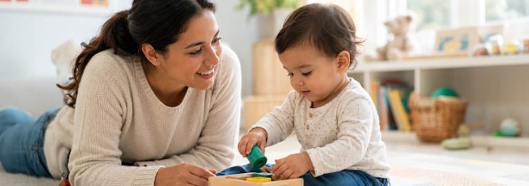 Mom and child playing together
