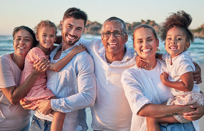 Happy family together at beach